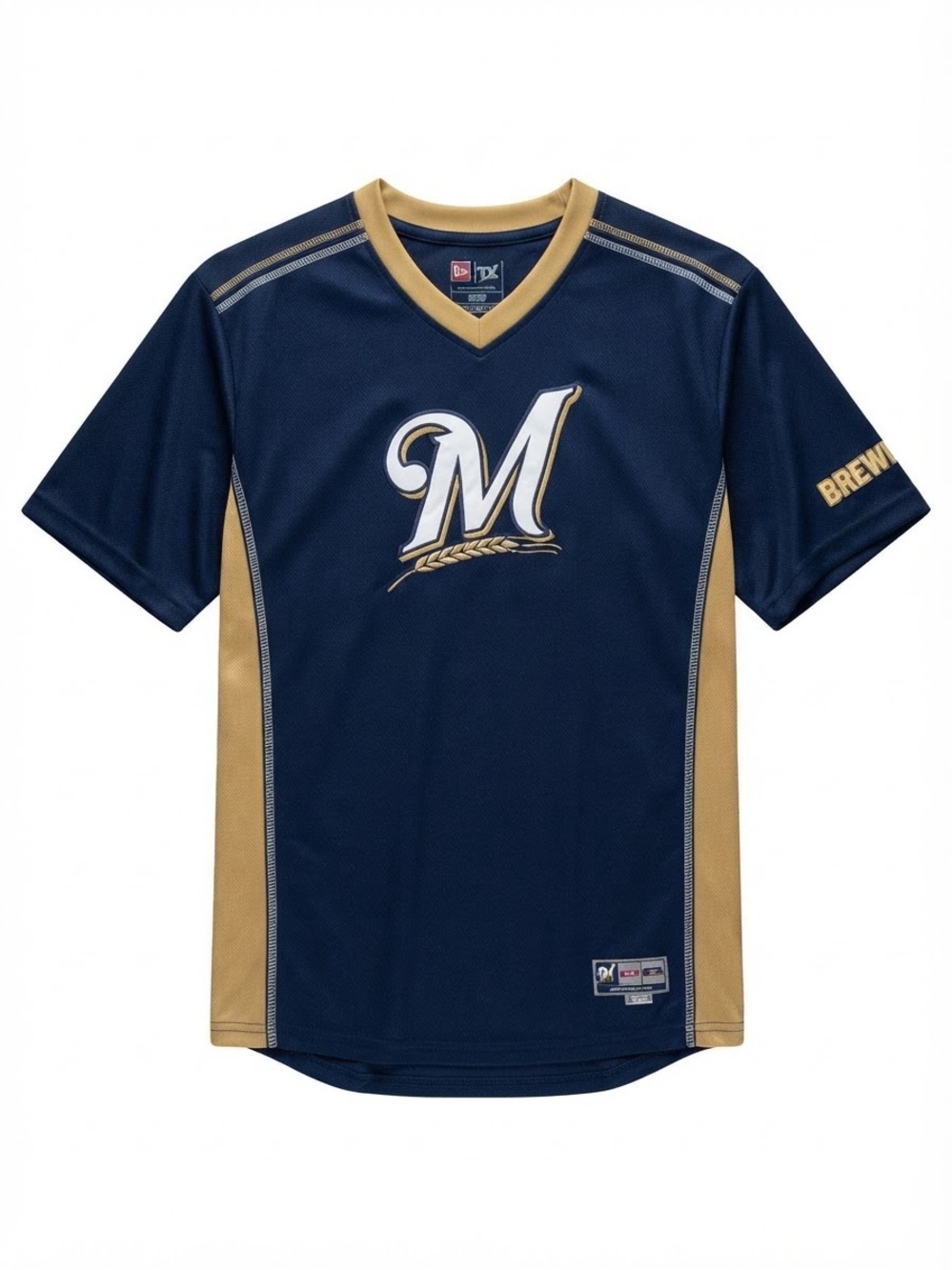 MLB Milwaukee Brewers Navy and Gold Women's Jersey